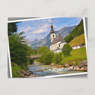 Carte Postale Église de montagne avec paysage de ruisseau