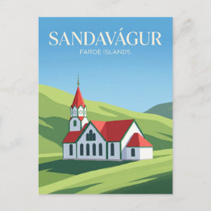 Carte Postale Église de Sandavágur Îles Féroé
