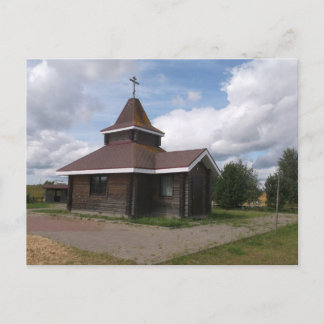 Carte Postale Église en bois ancien atmosphérique paysage rural 