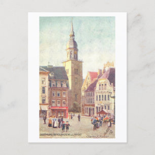 Carte Postale Église et marché vintage, Dortmund, Allemagne