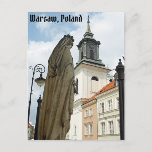 Carte Postale Eglise et statue de Varsovie, Pologne