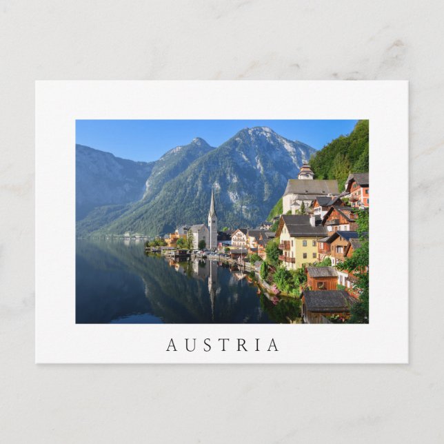 Carte Postale Église et village de Hallstatt, Autriche avec les  (Devant)