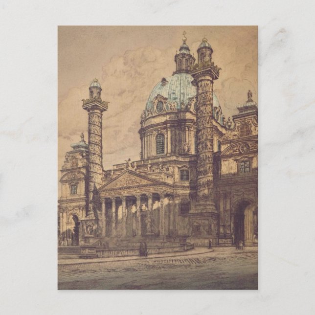 Carte Postale Église Karlskirche à Vienne, Autriche (Devant)