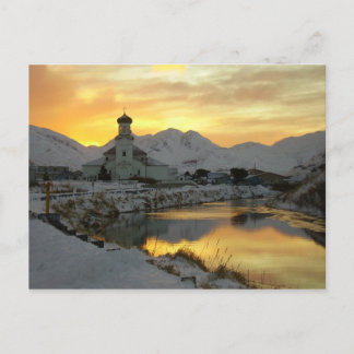 Carte Postale Église orthodoxe russe, soleil d'hiver