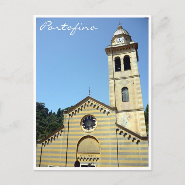 Carte Postale église portofino rayures (Devant)