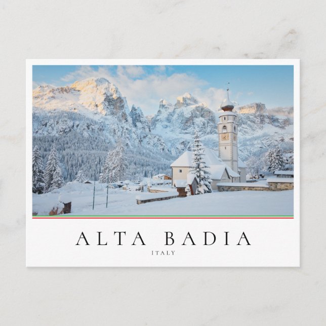 Carte Postale Église recouverte de neige avec un arrière-plan mo (Devant)