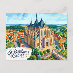 Carte Postale Église Sainte-Barbara République tchèque