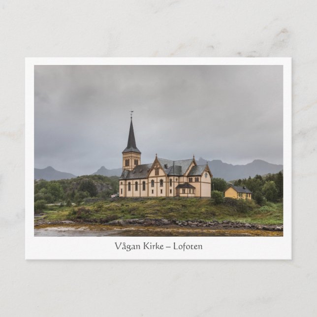 Carte Postale Église Vagan Îles Lofoten (Devant)