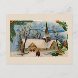 Carte Postale Église vintage en hiver