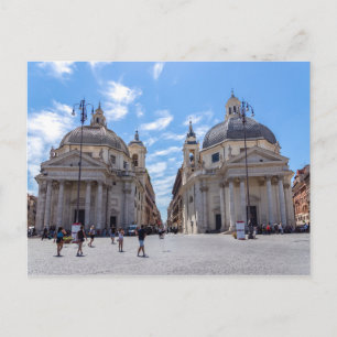 Carte Postale Eglises jumelles sur Piazza del Popolo - Rome, Ita