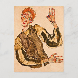 Carte Postale Egon Schiele - Auto-Portrait Avec Armoiries