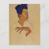 Egon Schiele - Autoportrait avec les mains sur la 