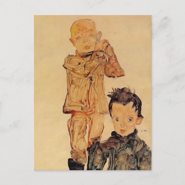 Carte Postale Egon Schiele - Deux Garçons (Devant)