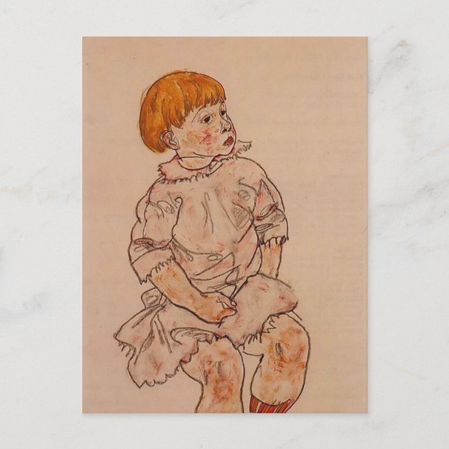 Carte Postale Egon Schiele - Enfant assis (Devant)