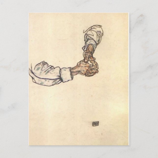 Carte Postale Egon Schiele - Etude des mains (Devant)