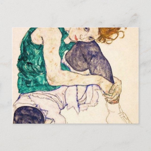 Carte Postale Egon Schiele Femme Assis (Devant)