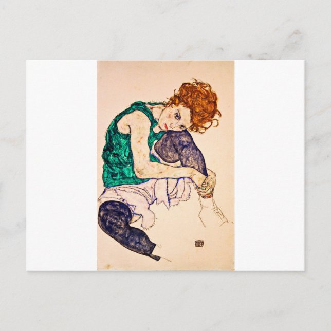Carte Postale Egon Schiele - Femme Assis Avec Jambes Tirées Vers (Devant)