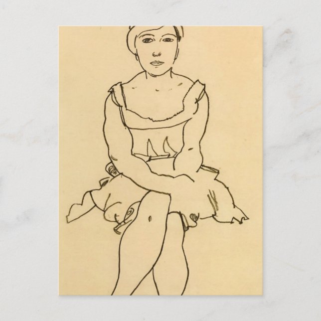 Carte Postale Egon Schiele - Femme assise (Devant)
