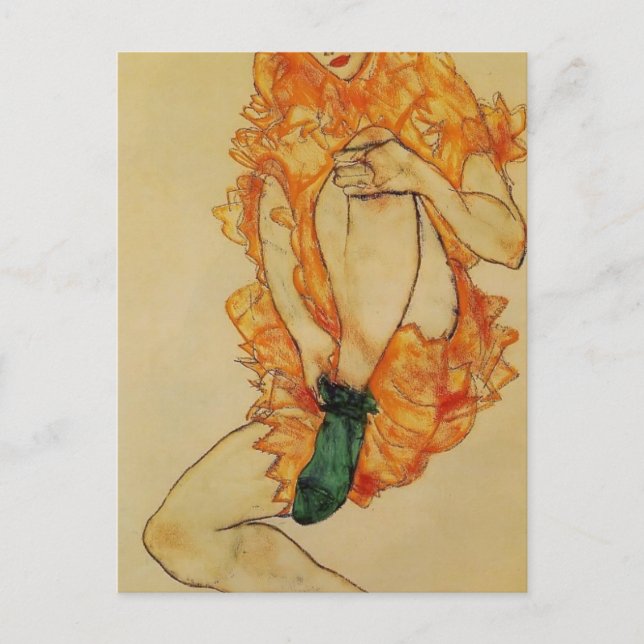 Carte Postale Egon Schiele - Le Stocking Vert (Devant)