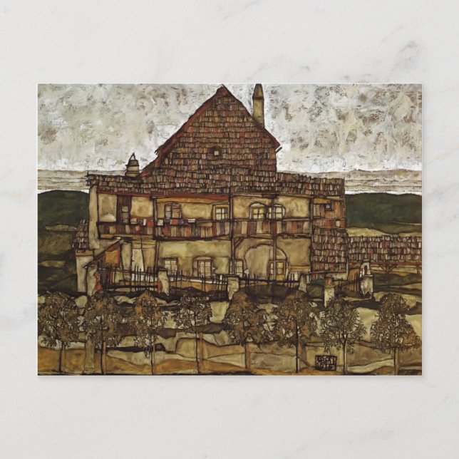 Carte Postale Egon Schiele - Maison avec bardeaux (Devant)