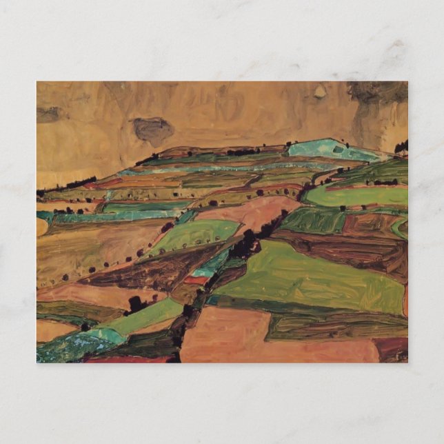 Carte Postale Egon Schiele - Paysage de terrain (Devant)