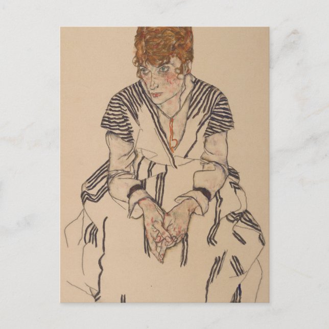 Carte Postale Egon Schiele - Soeur d'artiste en droit (Devant)