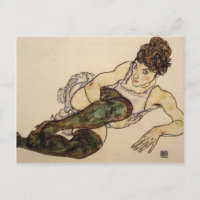 Egon Schiele - Une femme avec des bas verts