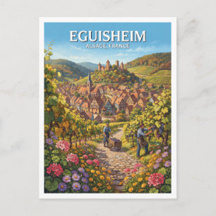 Carte Postale Eguisheim, Alsace Récolte Vignobles France Cadeau