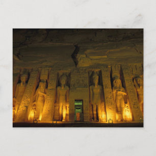 Carte Postale Égypte, Abu Simbel, Façade éclairée du petit