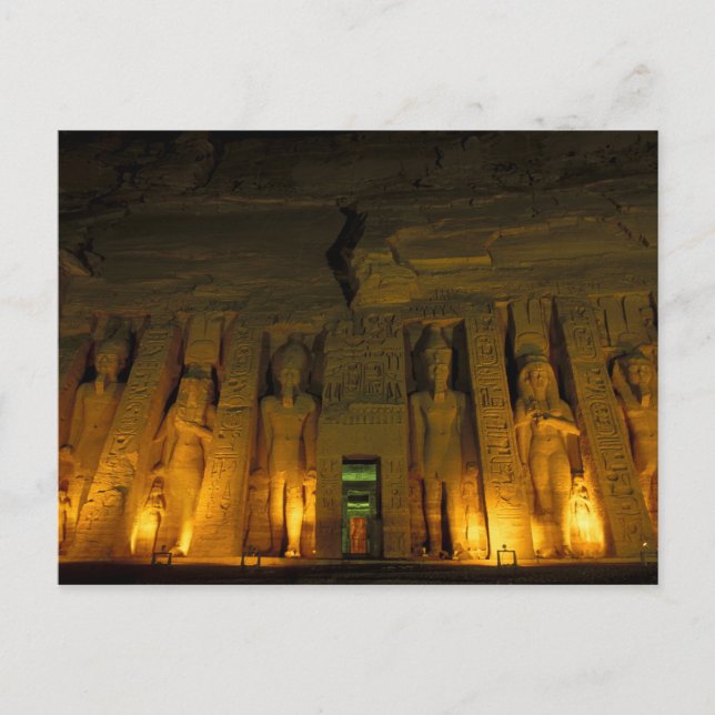 Carte Postale Égypte, Abu Simbel, Façade éclairée du petit (Devant)