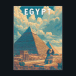 Carte Postale Egypte Illustration Voyage Art Vintage<br><div class="desc">Design de voyage vectoriel rétro en Egypte. L'Egypte est une destination intemporelle où les merveilles antiques rencontrent la culture moderne,  offrant des sites emblématiques comme les Pyramides de Gizeh,  le Sphinx et les temples de Louxor.</div>