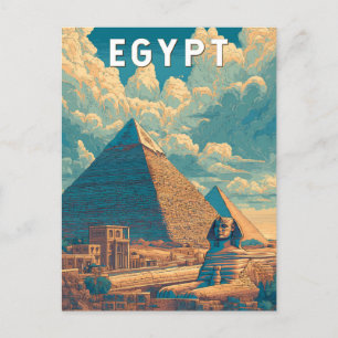 Carte Postale Egypte Illustration Voyage Art Vintage