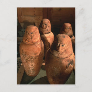 Carte Postale Egypte, jarres canopes de la 26e dynastie trouvées