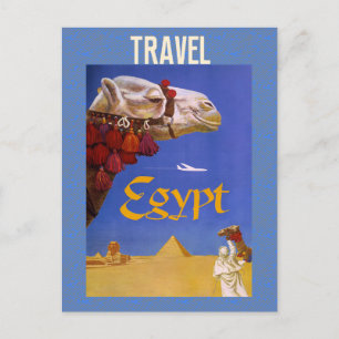 Carte Postale Égypte Vintage Chameau Pyramide Désert Voyage