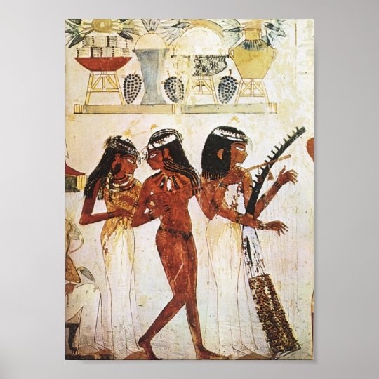 Carte postale égyptienne de musiciennes de femmes poster