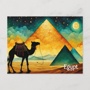 Carte postale égyptienne Pyramides Camping Desert
