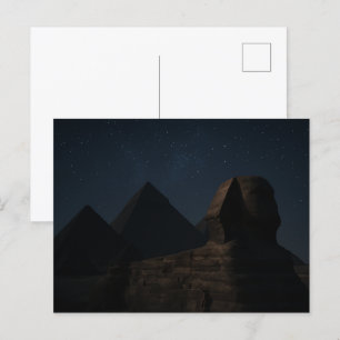 Carte postale égyptienne Sphinx Pyramides Ciel noc