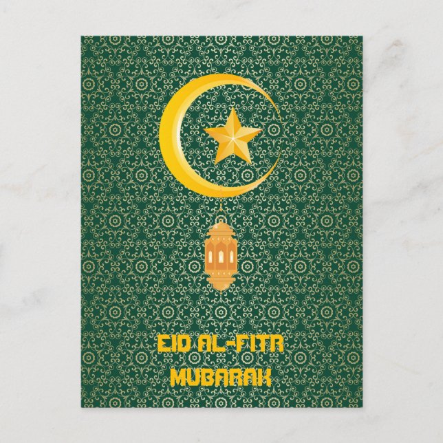 Carte Postale Eid al Fitr Moubarak Ramadan Kareem Moon Star (Devant)