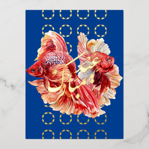 Carte postale Eid Nowruz Double Lucky Goldfish Foi