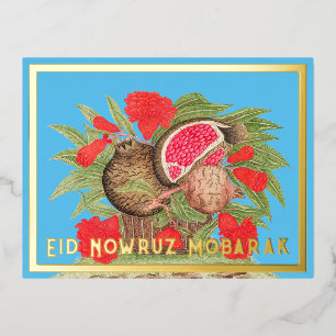 Carte postale Eid Nowruz Mubarak Pomegranak Foil