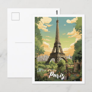 Carte Postale Eiffel Paris France Endroit de Voyage Célèbre Vint