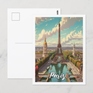 Carte Postale Eiffel Paris France Vintage Lieu de Voyage célèbre