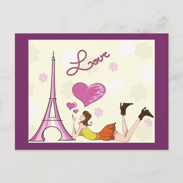 CARTE POSTALE EIFFEL TOWER LOVE (Devant)