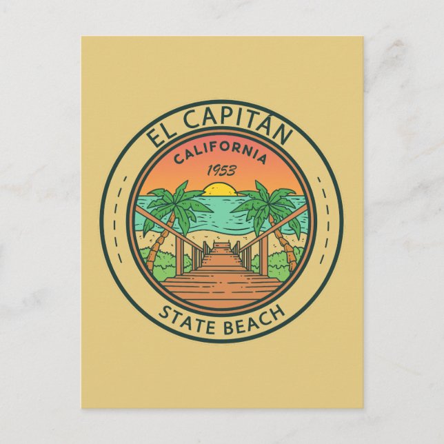 Carte Postale El Capitan State Beach California Circle Badge (Devant)