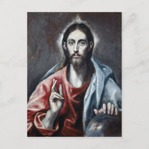 Carte Postale El Greco Christ bénir le sauveur du monde