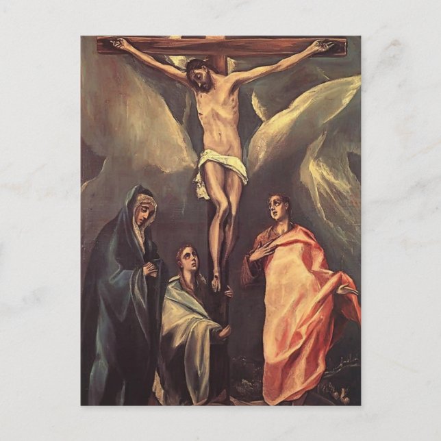 Carte Postale El Greco-Christ sur la croix avec Maries, Saint Je (Devant)