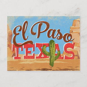 Carte postale El Paso Texas Cartoon Desert Vintage