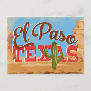Carte postale El Paso Texas Cartoon Desert Vintage
