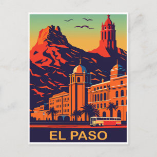 Carte Postale El Paso, Texas, Coucher de soleil sur les montagne