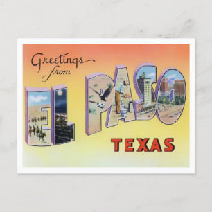 Carte postale El Paso, Texas Vintage Big Letters